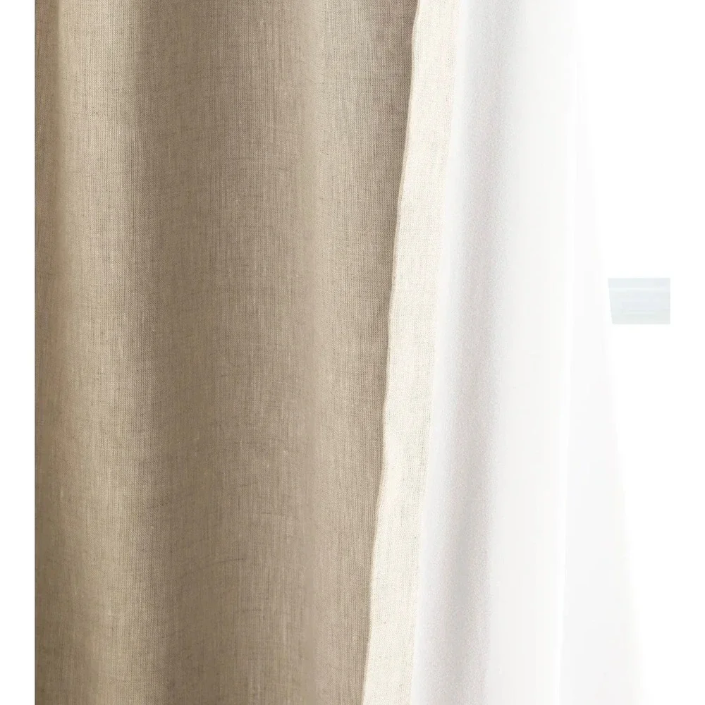 Quince European Linen True Blackout Curtain Light Flax Single Panel 48